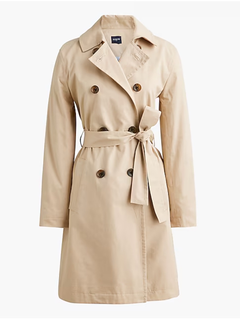 J. Crew Trench Coat double breasted belted in light beige